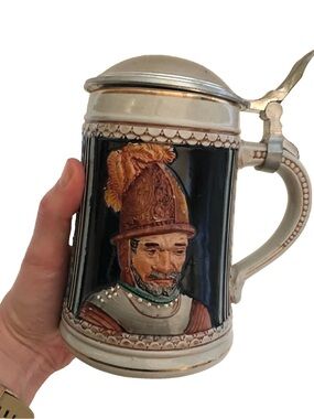 Vintage RARE Antique Beer Stein Medievil Knight German Pewter Mug Tankard DBGM